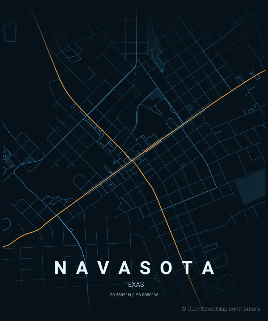 Street map of Navasota, TX